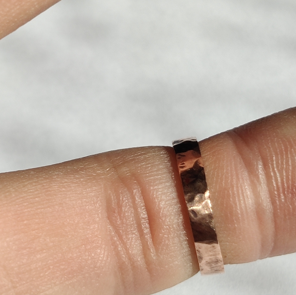Copper Ring Size 3.75 Band Minimal Texture Hammered Solid Handcrafted Made USA - Picture 8 of 8
